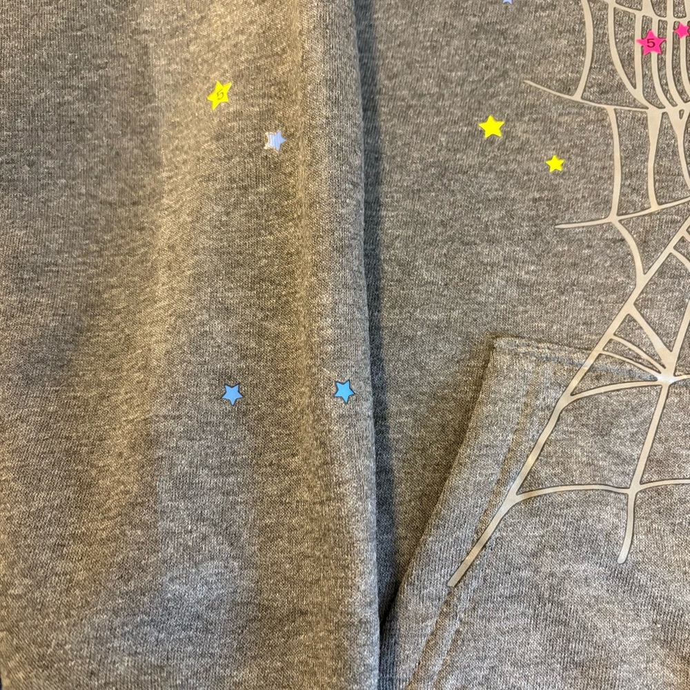 Gray Print Graphic Hoodie Retro Spider Web Star Print – Size S - Picture 5 of 7